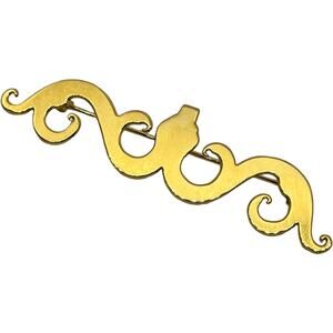 Vintage Golden Filigree Scroll Brooch